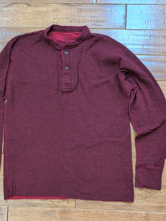 L.L. Bean Other - L.L. Bean Men's Maroon/Burgundy Wool Blend  Henley Long Sleeve Shirt